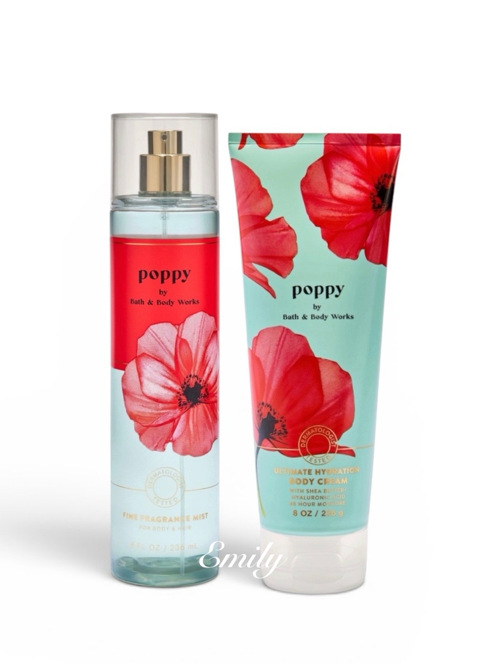 Bath & Body Works POPPY Fine Fragrance Mist & Body Cream Set 2026 Bundle
